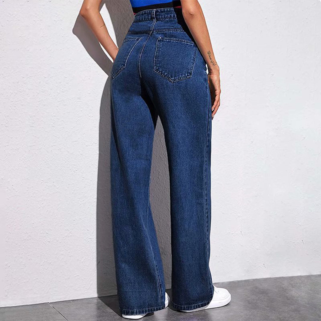 Women's high-waisted wide denim pants with extra wide leg and fitted waistband Mune Fashion