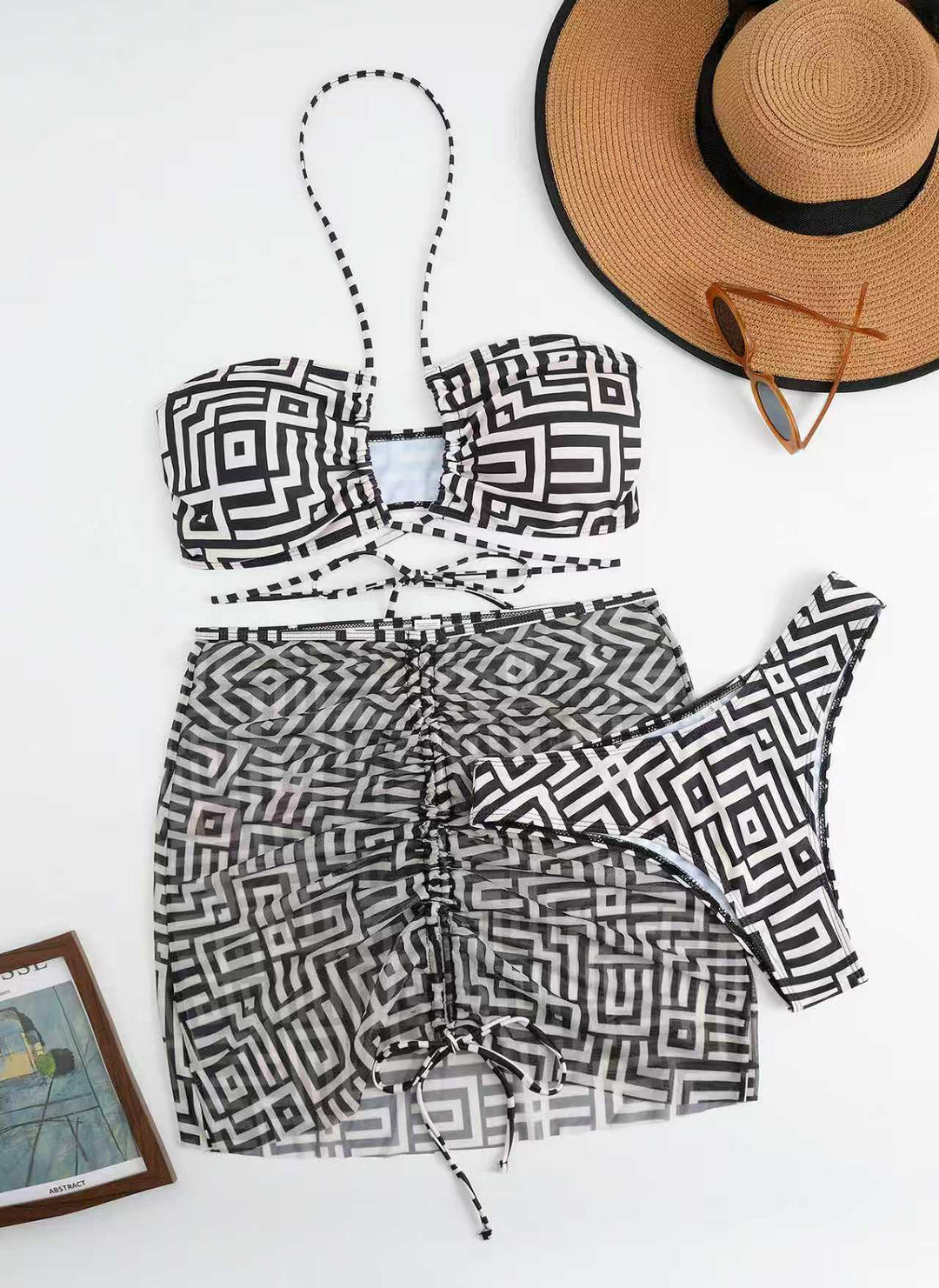 Women's Stylish Bikini Set with Ruffles and Tying Overlay Mune Fashion