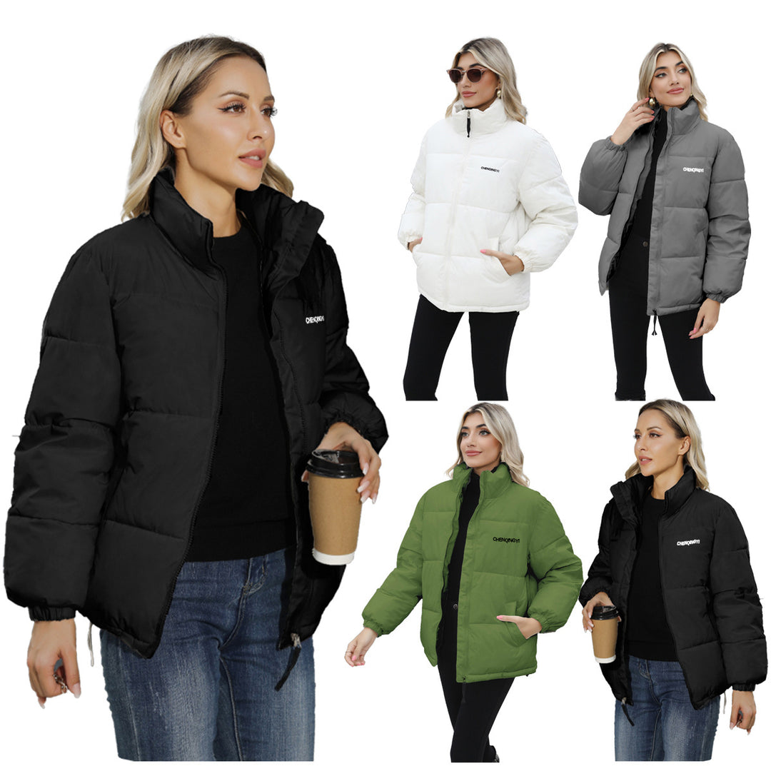 Women's Padded Oversize Quilted Jacket with Stand-up Collar and Drawstring Hem Mune Fashion