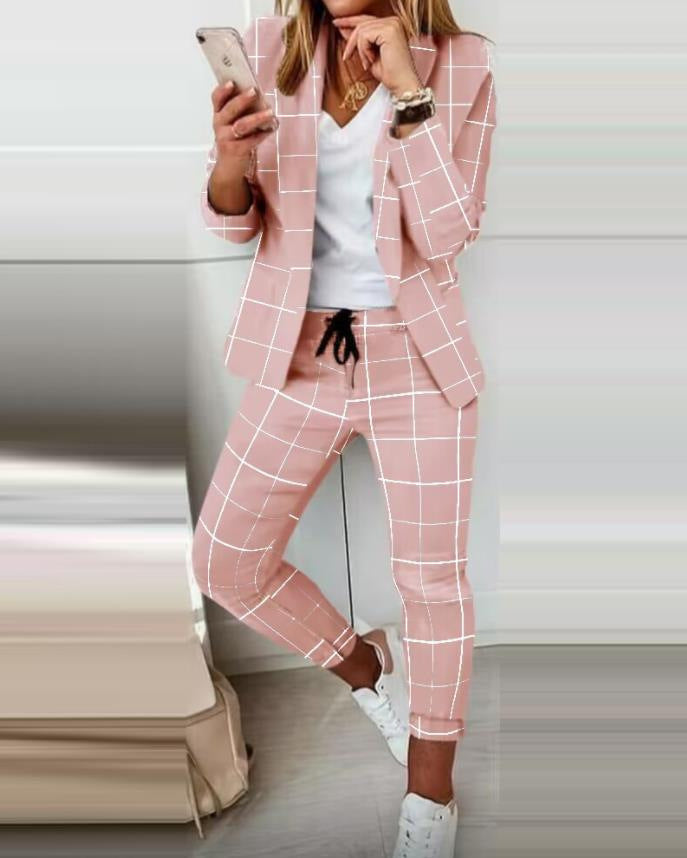 Women's Checked Slim-Fit Jogging Pants with Drawstring and Ankle-Length Cut Mune Fashion