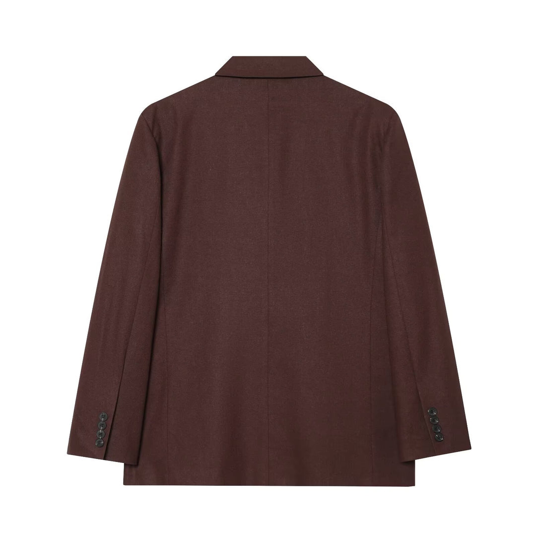 Women Double-Breasted Blazer and High-Waisted Pants in Tailored Set Mune Fashion