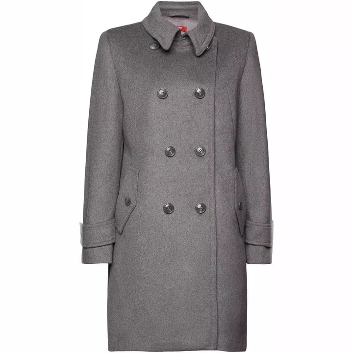 Women's Mid-length Double-breasted Navy-inspired Wool-blend Peacoat with Flap Pockets Mune Fashion