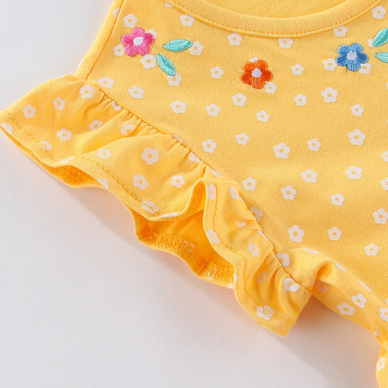 Girls cotton dress with cute animal and flower motif Mune Fashion