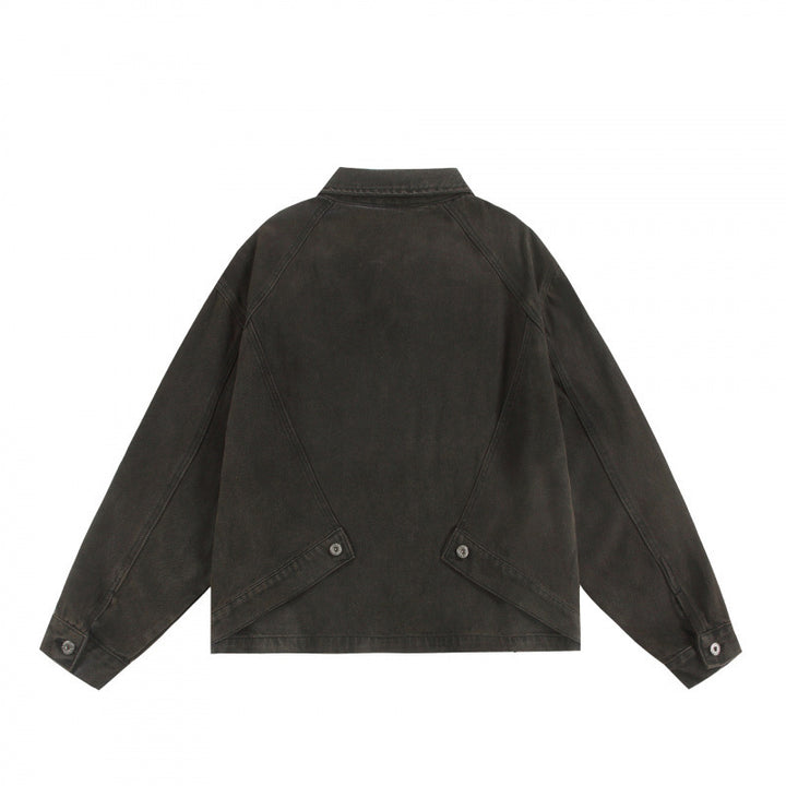 Unisex Boxy Worker Blouson made of washed canvas with a full zipper, shirt collar, and asymmetrical patch pockets Mune Fashion
