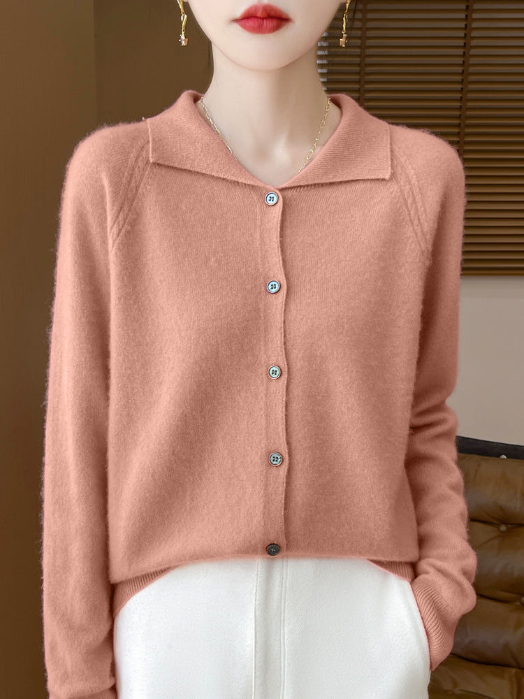 Women's Cozy Notched Collar Cardigan in Cashmere Look with Mohair Effect Mune Fashion