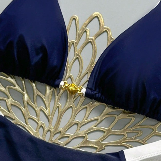 Women Triangle Bikini with Fashionable Contrast Details Mune Fashion