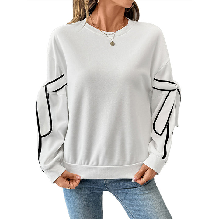 Women's Oversize Sweatshirt with Bow Sleeves and Contrast Piping Mune Fashion