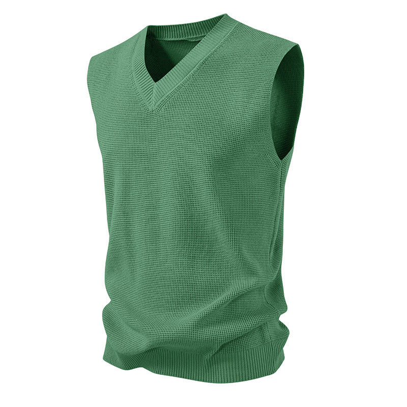 Men's knitted V-neck vest with fine structured knit Mune Fashion