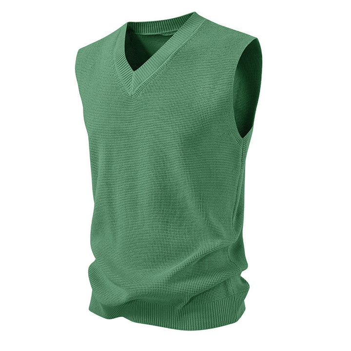 Men's knitted V-neck vest with fine structured knit Mune Fashion