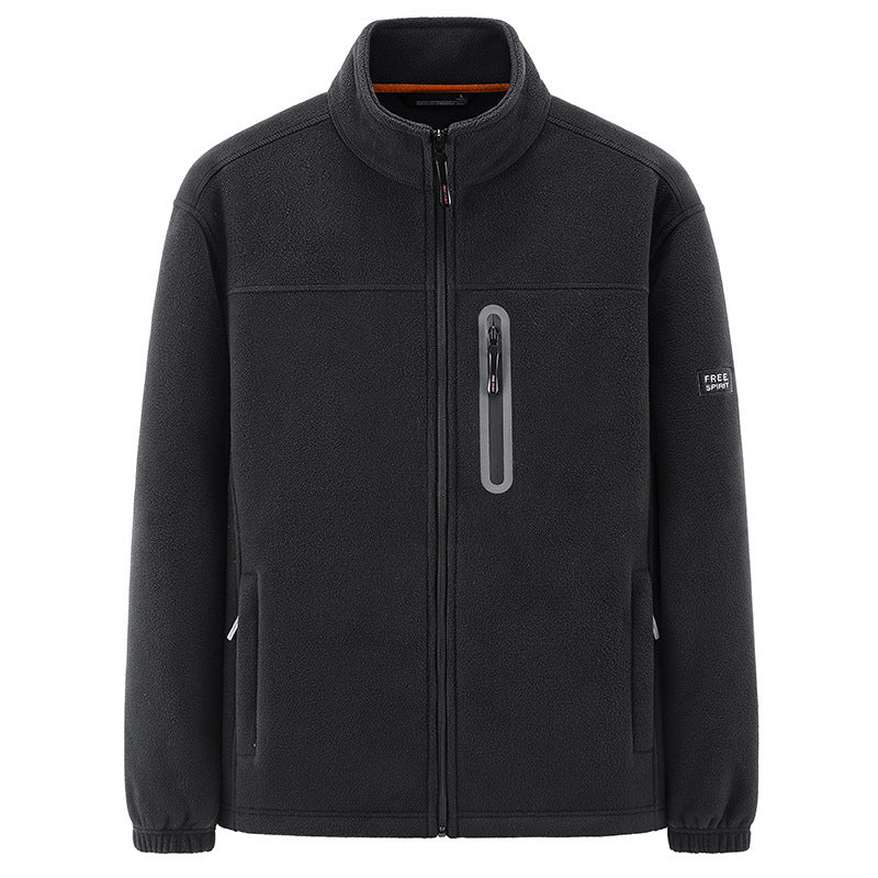 Men's Insulating Microfleece Functional Jacket with Waterproof Chest Pocket and Stand Collar Mune Fashion