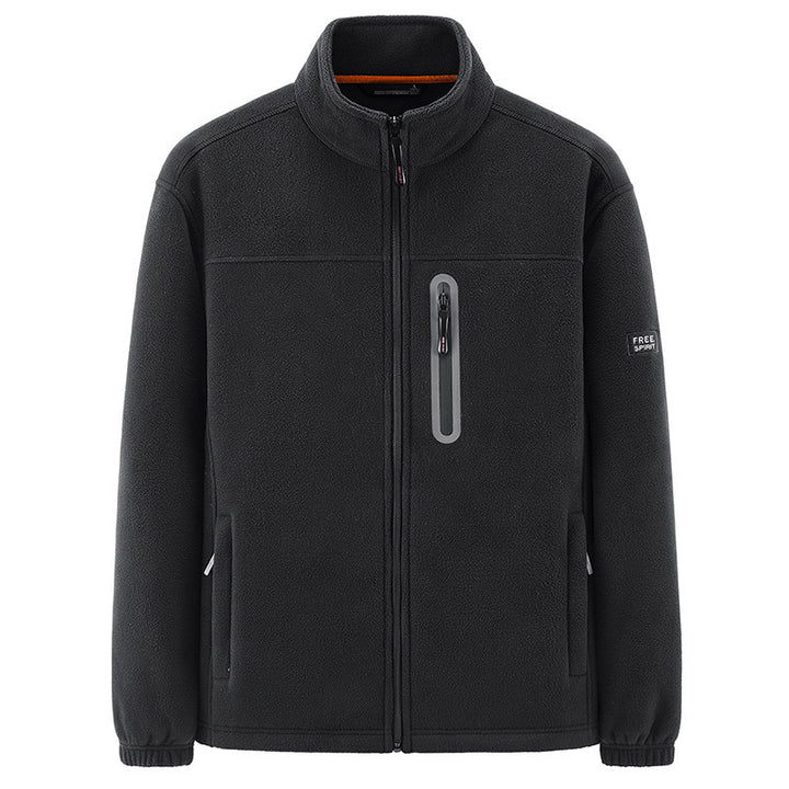 Men's Insulating Microfleece Functional Jacket with Waterproof Chest Pocket and Stand Collar Mune Fashion