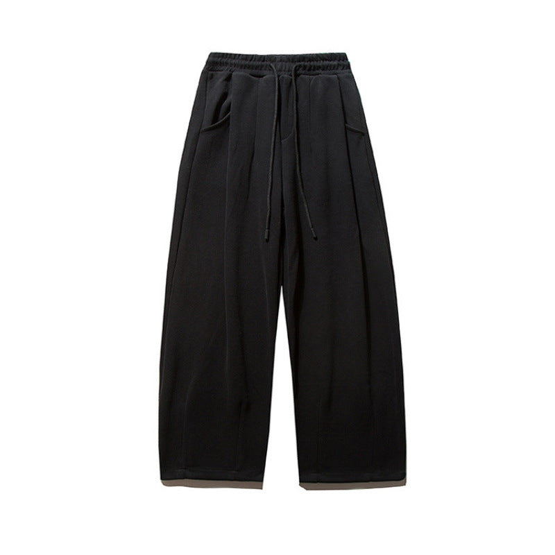 Unisex Wide Jogging Pants with Pleats, Elastic Drawstring and Side Pockets Mune Fashion