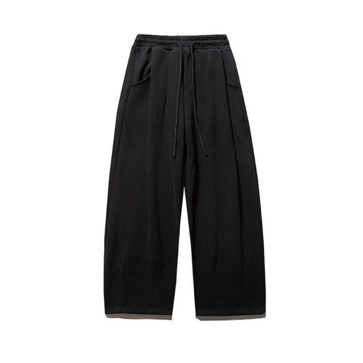 Unisex Wide Jogging Pants with Pleats, Elastic Drawstring and Side Pockets Mune Fashion