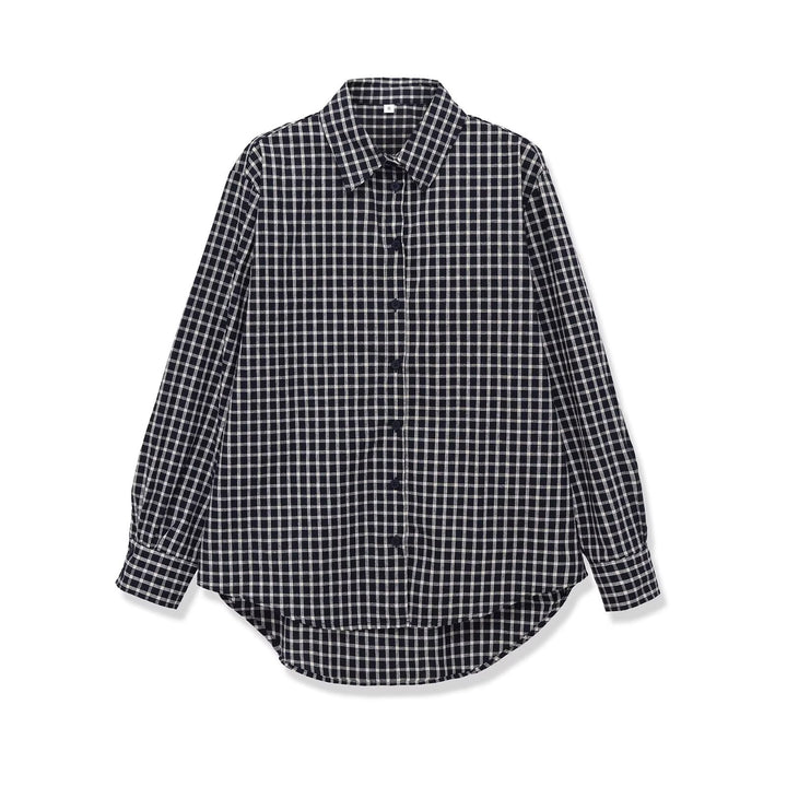 Women Oversize checked shirt with rounded hem Mune Fashion
