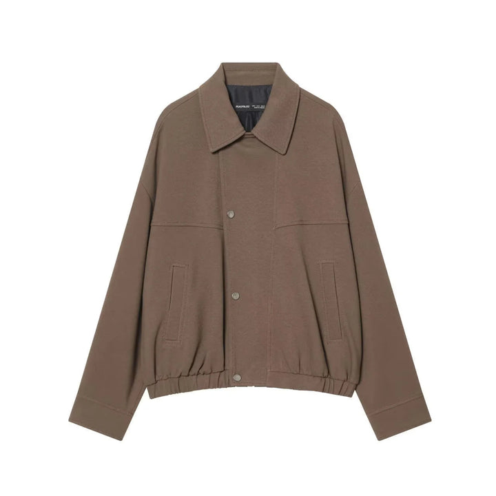 Women's oversized sweatshirt with shirt collar, snap button front and waist drawstring Mune Fashion