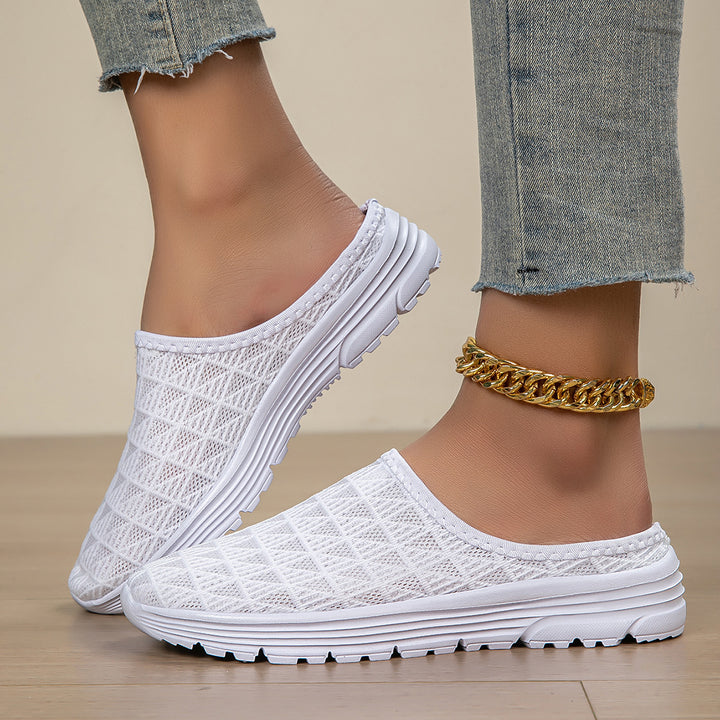 Ladies' breathable mesh slippers with diamond-structured upper and cushioned lightweight sole Mune Fashion
