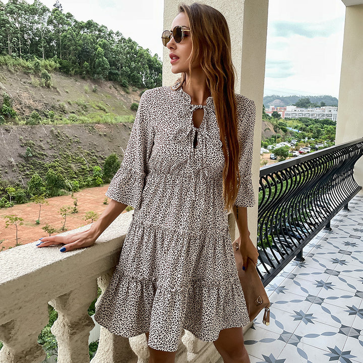 Ladies Playful Leo Pattern Summer Dress Mune Fashion