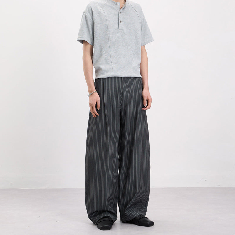Men's Wide Pinstripe Palazzo Pants Mune Fashion