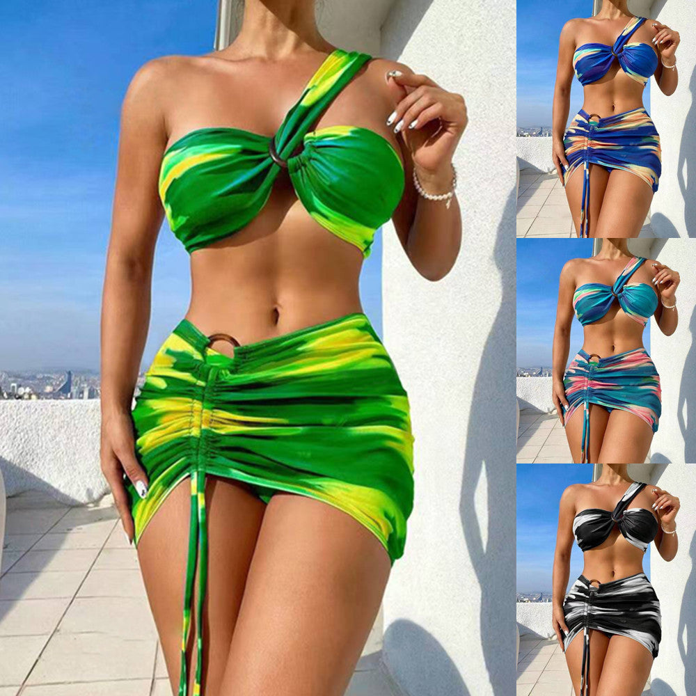 Women's Cropped Bikini Set with Playful Ruffle Design and Elegant Tie Strap System Mune Fashion