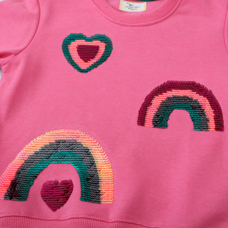 Girls sweatshirt with glittering rainbow appliqués Mune Fashion
