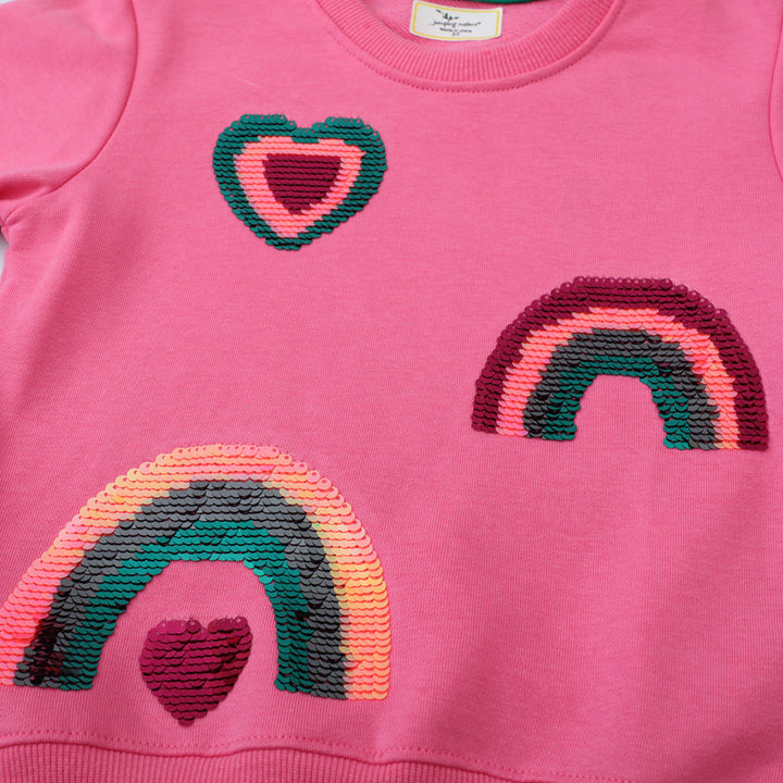 Girls sweatshirt with glittering rainbow appliqués Mune Fashion