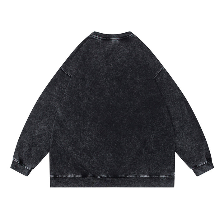 Unisex Oversize Mineralwash Round Neck Sweatshirt with Raglan Sleeves and Ribbed Cuffs Mune Fashion