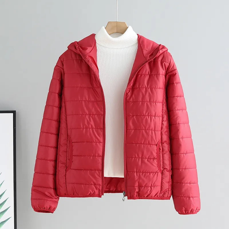 Women's padded hoodie jacket with light thermal filling and hidden zipper Mune Fashion