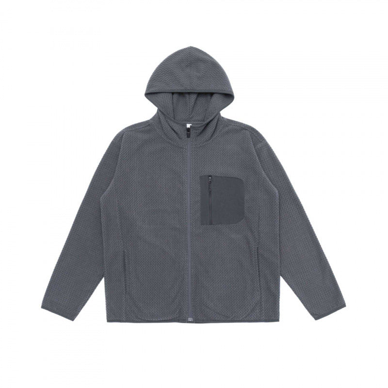 Unisex Hooded Fleece Jacket with Full Zip, Textured Knit and Chest Zip Pocket Mune Fashion