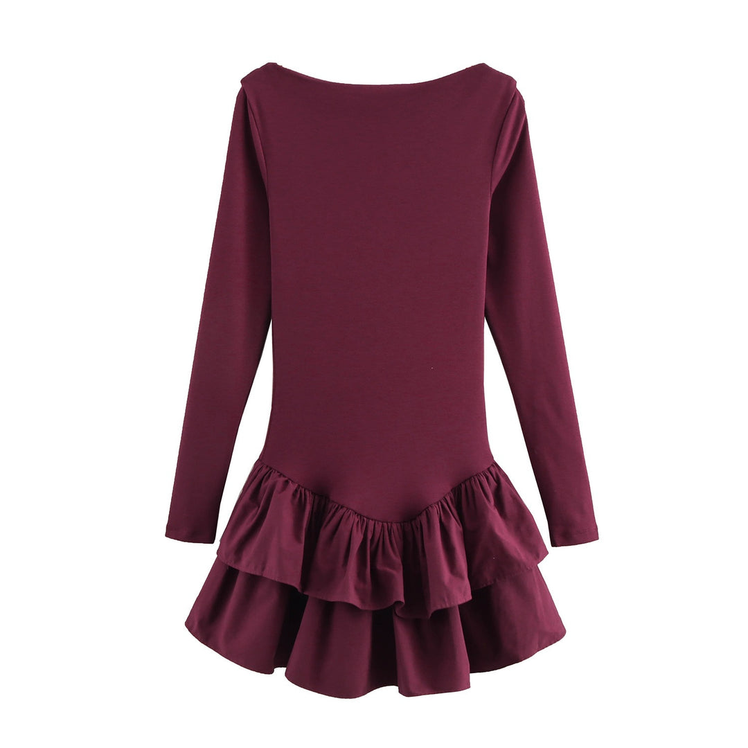 Women's figure-hugging mini dress with tiered ruffles and boat neckline Mune Fashion
