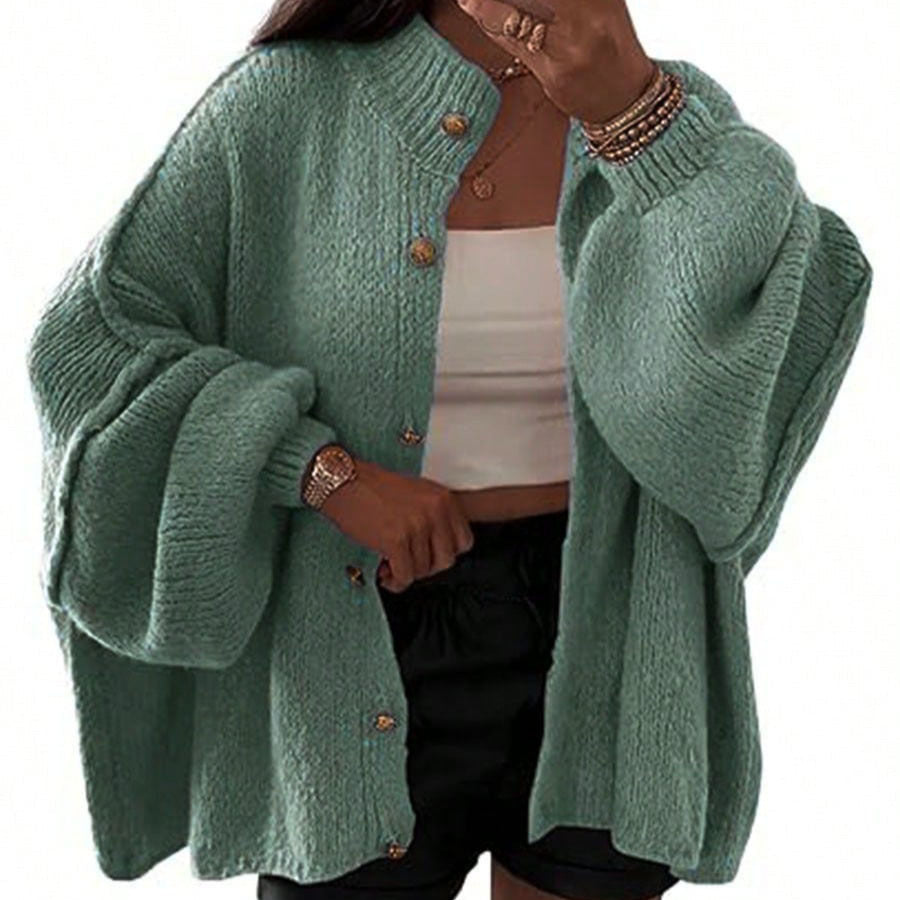 Women's Fluffy Cardigan with Dropped Shoulders Mune