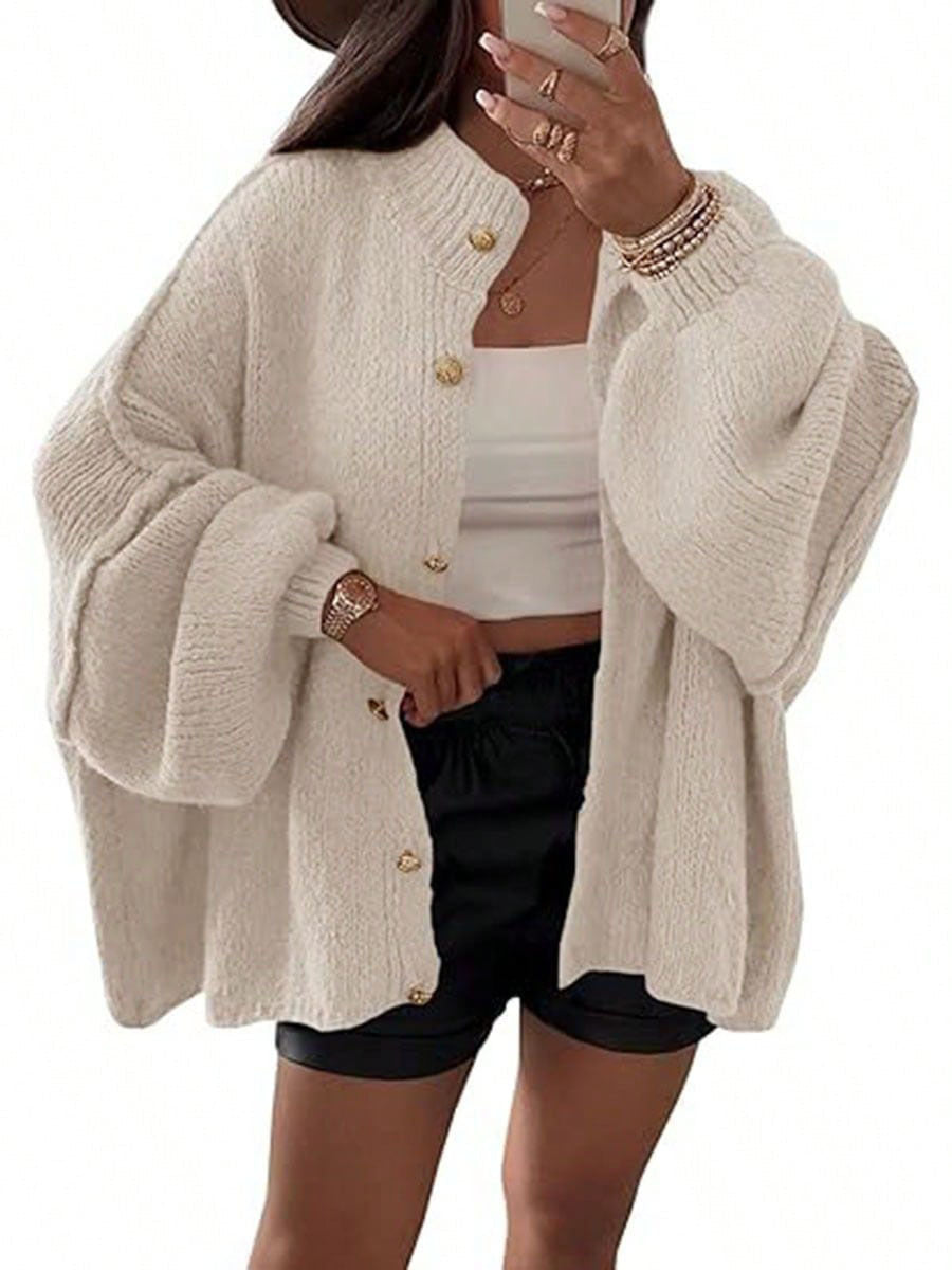 Women's Fluffy Cardigan with Dropped Shoulders Mune