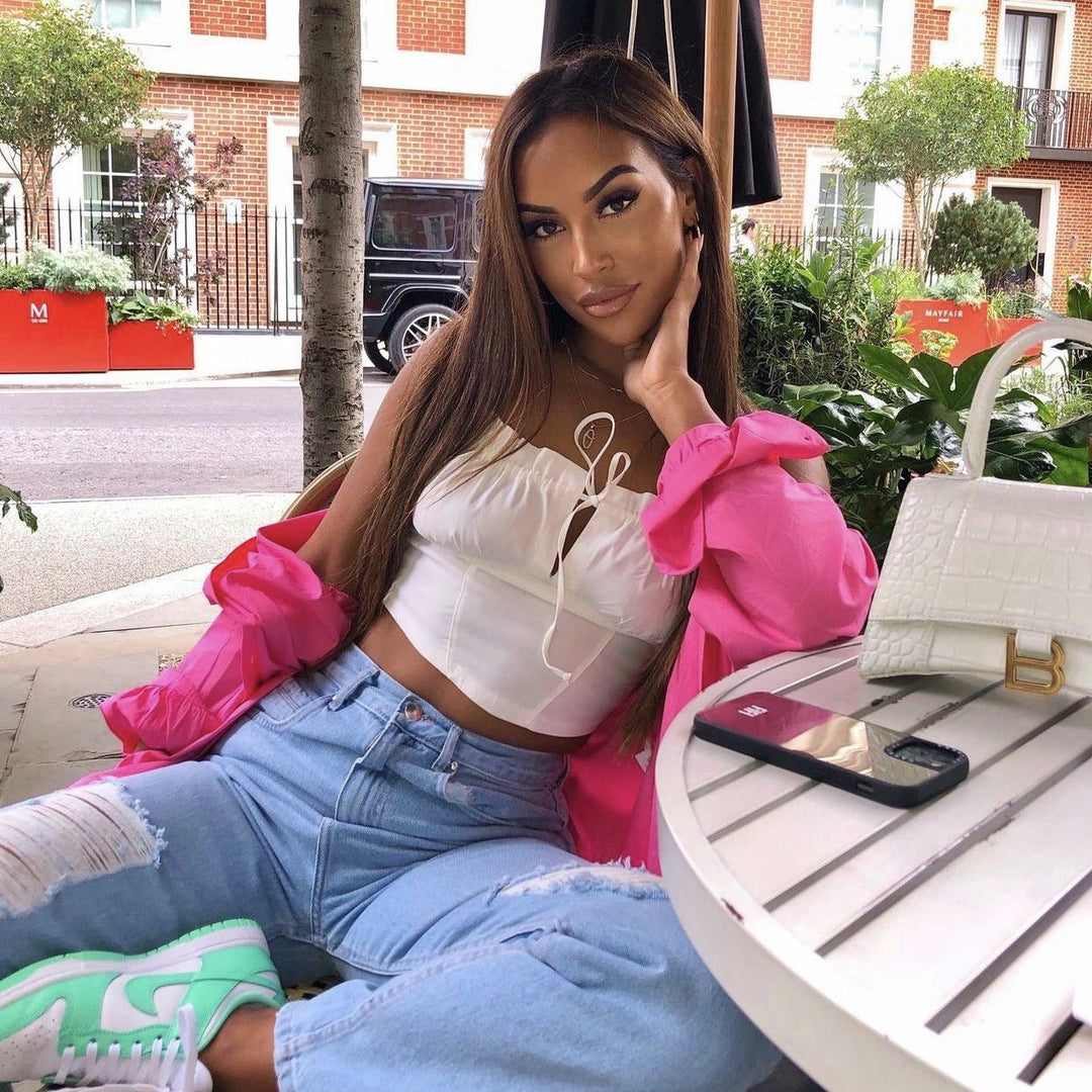 Women's Oversized Shirt Blouse with Round Hem, Chest Pocket and Dropped Shoulders Mune Fashion