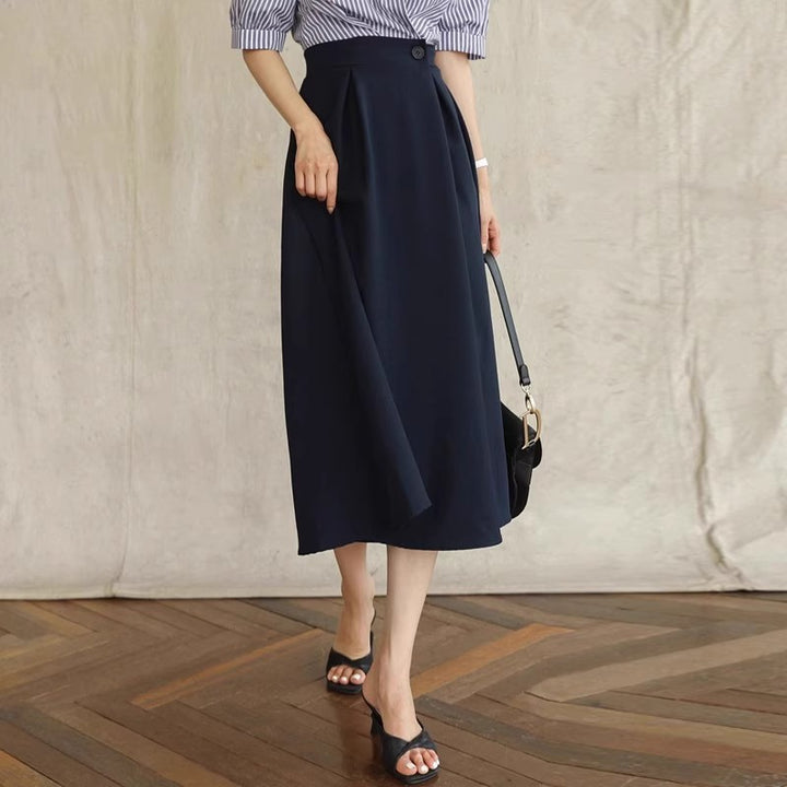 Women Elegant A-Line Midi Skirt Mune Fashion