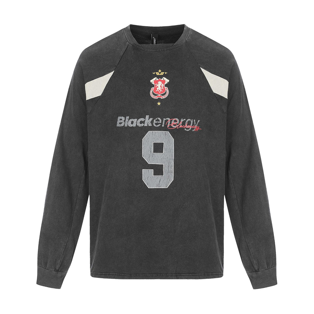 Men's retro sweatshirt in vintage sportswear look with raglan sleeves and number print Mune Fashion