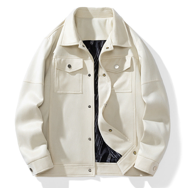Men's overshirt made of synthetic leather with shirt collar and flap pockets Mune Fashion