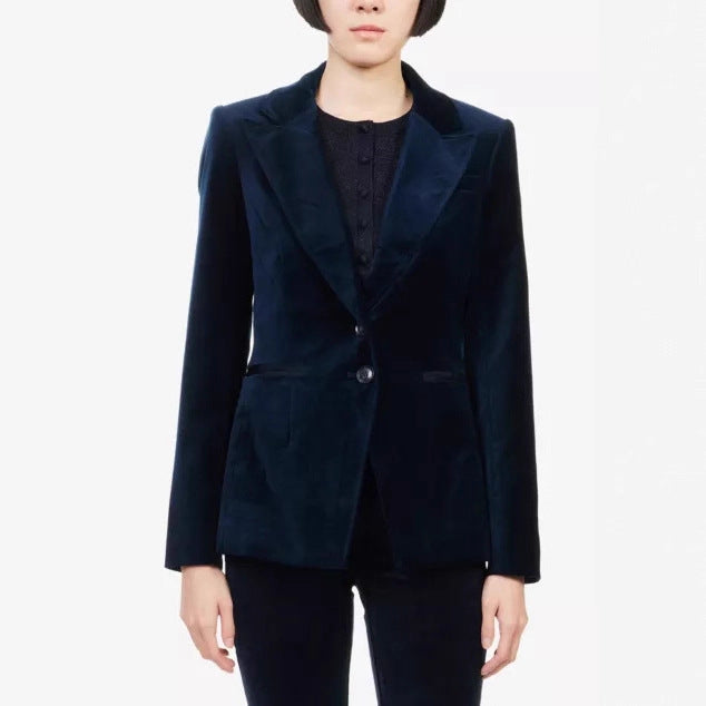 Women velvet blazer with tailored silhouette and lapel collar Drune