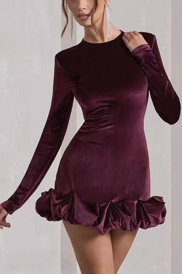 Ladies Elegant Mini Dress with Ruffle Hem Mune Fashion