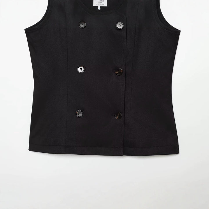 Women's Sleeveless Double-Breasted Trench-Inspired Vest Mune Fashion