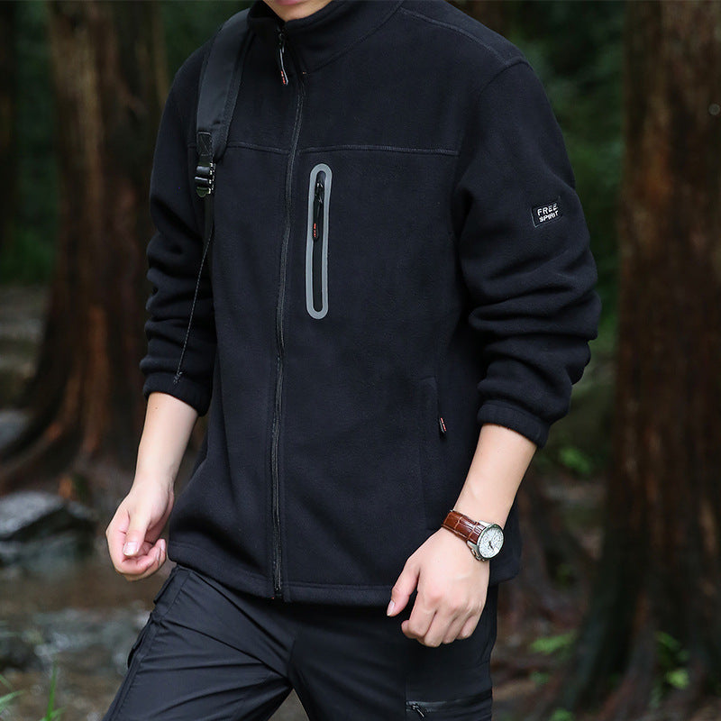 Men's fleece outdoor jacket with full zip, high collar, and water-repellent zip pocket Mune Fashion