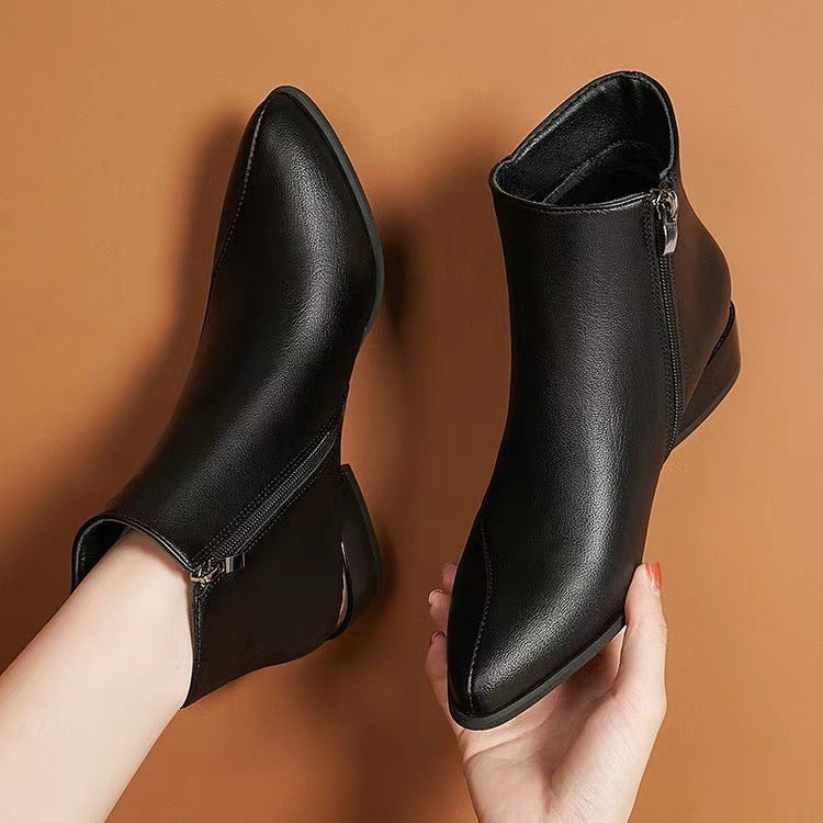 Damen knöchelhohe Stiefelette mit geometrischem Blockabsatz Mune Fashion