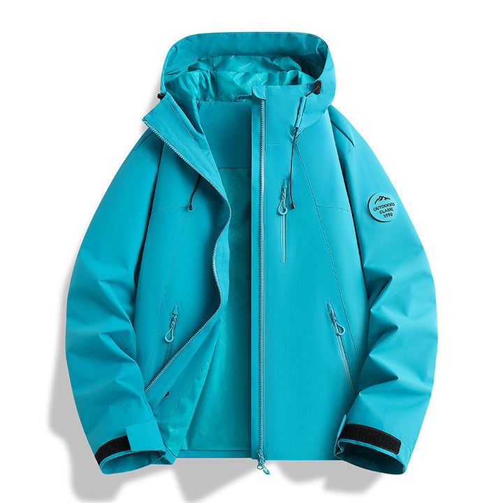 Women Lightweight Waterproof Hooded Jacket with Teddy Charm and Concealed Zipper Pockets Mune Fashion
