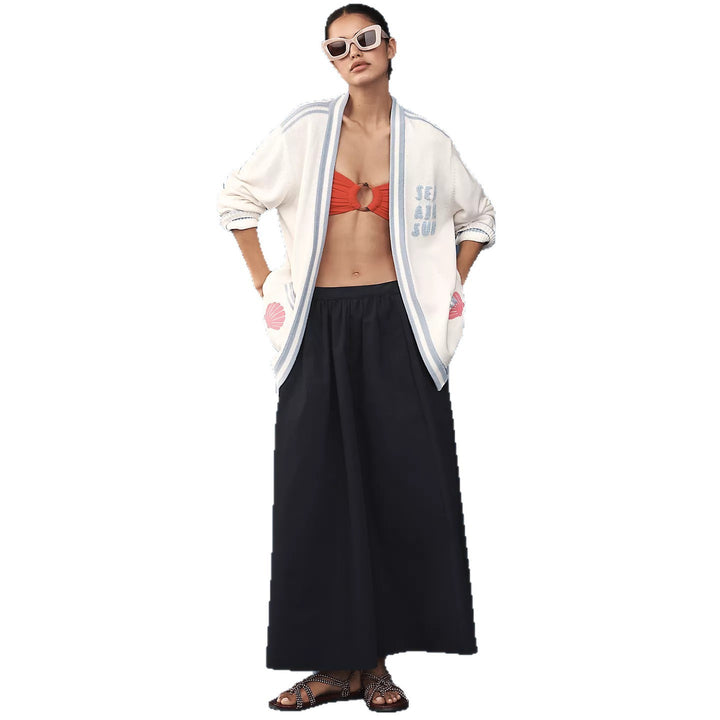 Women's Oversize Knit Cardigan with Maritime Embellishments Mune Fashion