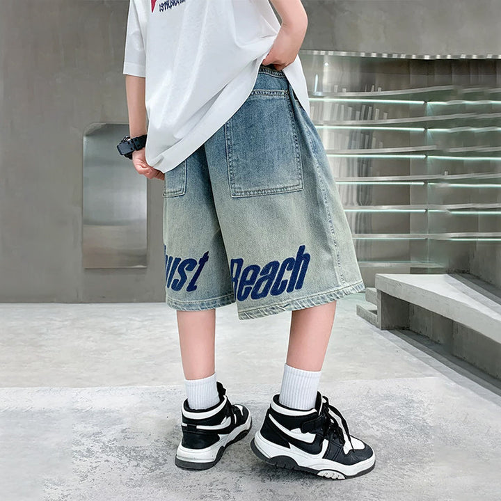 Boys casual denim cargo shorts with practical pockets Mune Fashion