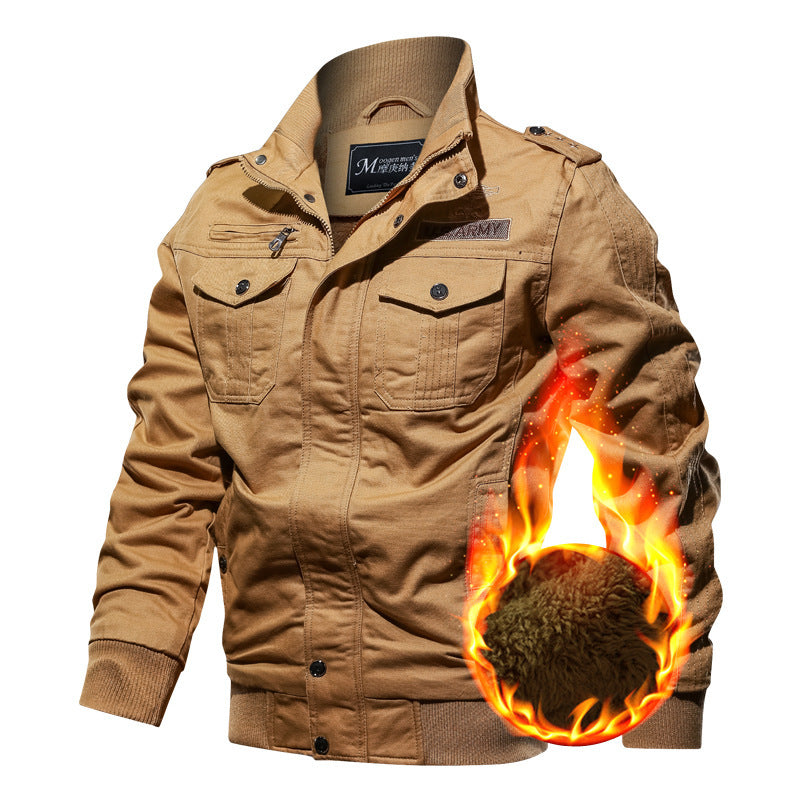 Men's field blouson made of canvas with epaulettes, utility patch pockets, and ribbed stand-up collar Mune Fashion