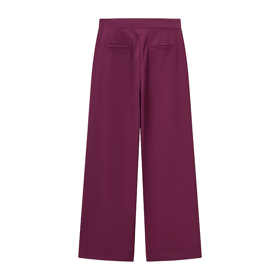 Women's Tailored Pant Suit Set with Feather Trim at the Cuffs Mune Fashion
