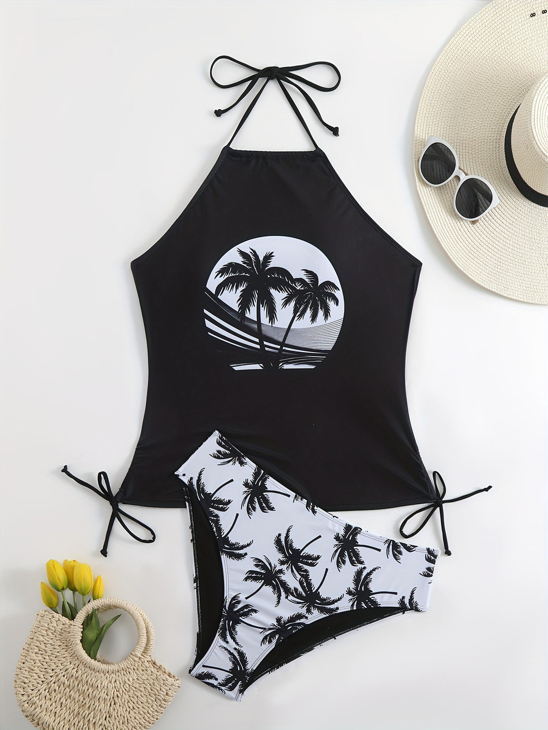 Women’s Tankini Set with Floral Palm Print Mune Fashion