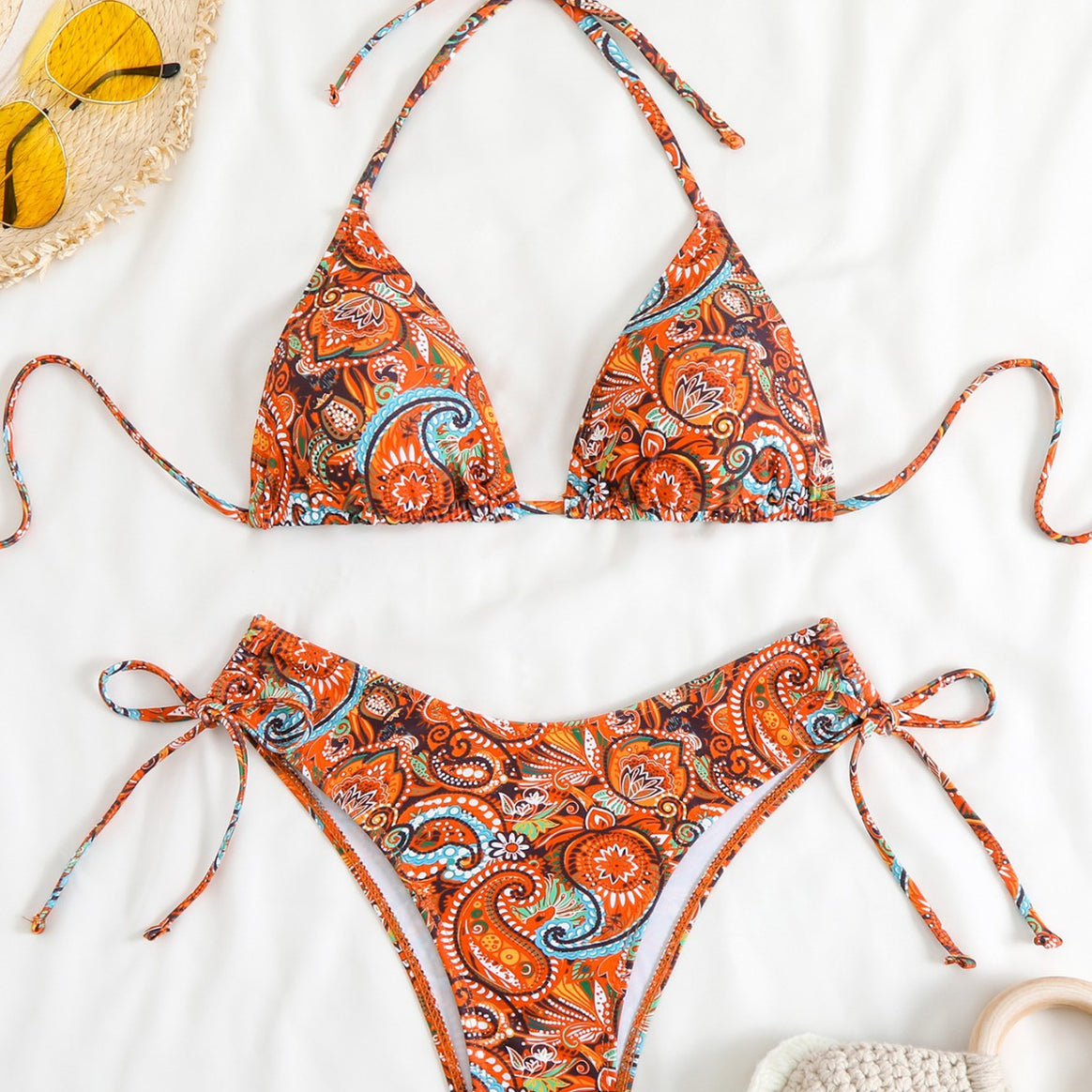 Ladies Bikini set with adjustable triangle top and high cut leg Mune Fashion