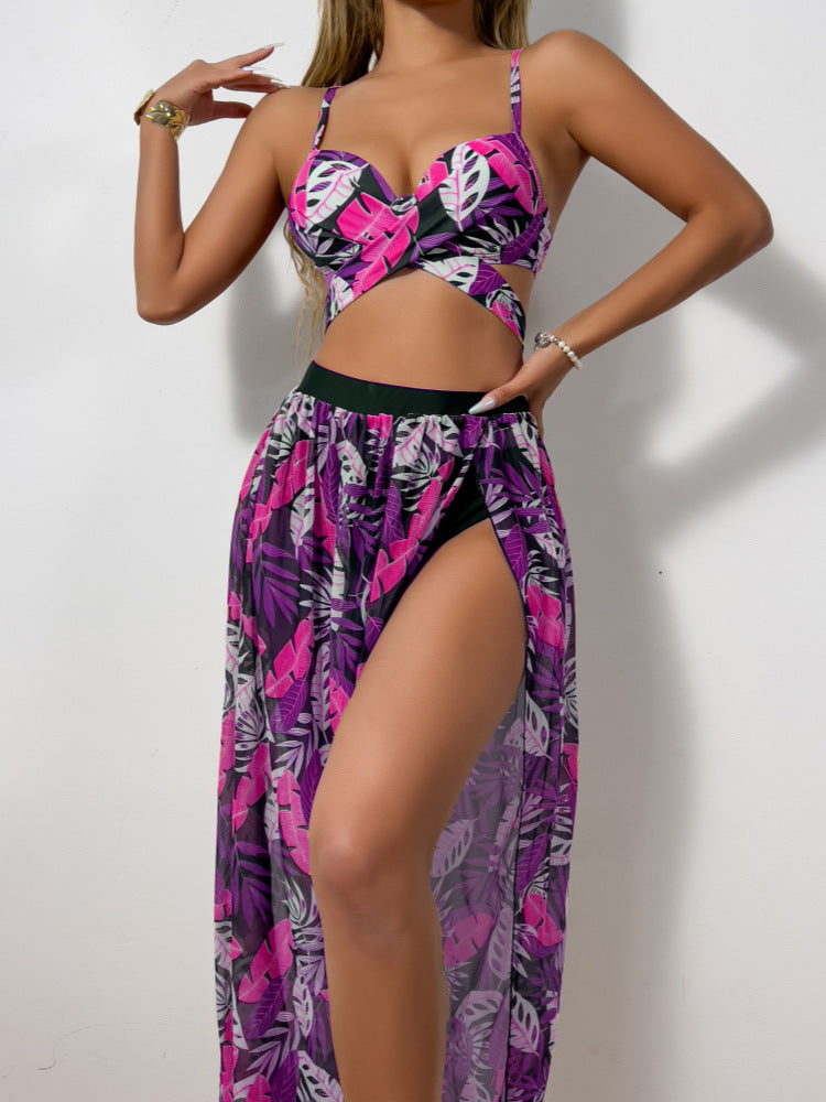 Women's Bikini Set with extravagant Cut-Out and floral Skirt Mune Fashion