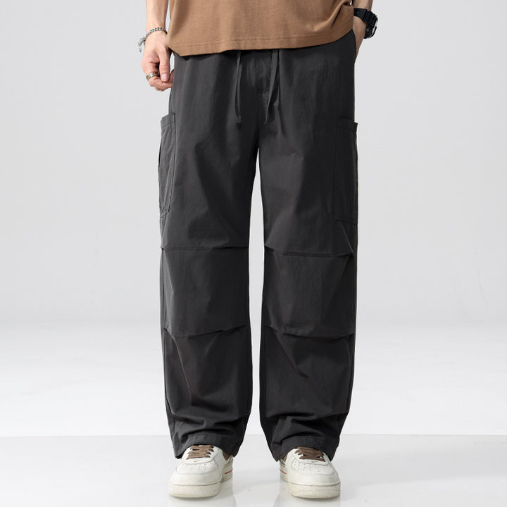 Men's Loose Cargo Pants in Utility Style with Drawstring and Patch Side Pockets Mune Fashion