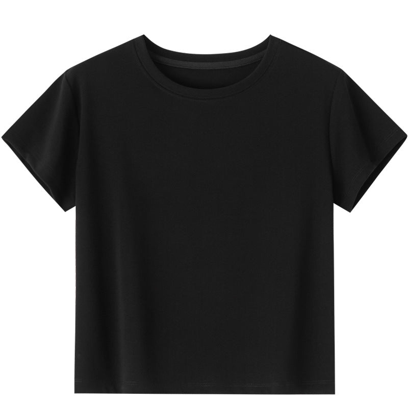 Women Short-Cut Boxy T-Shirt made from soft cotton stretch with round neck Mune Fashion